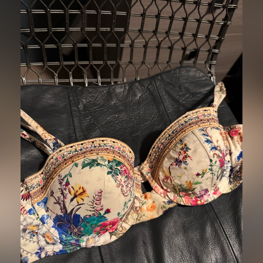 Camilla Cream Floral Bikini Top
